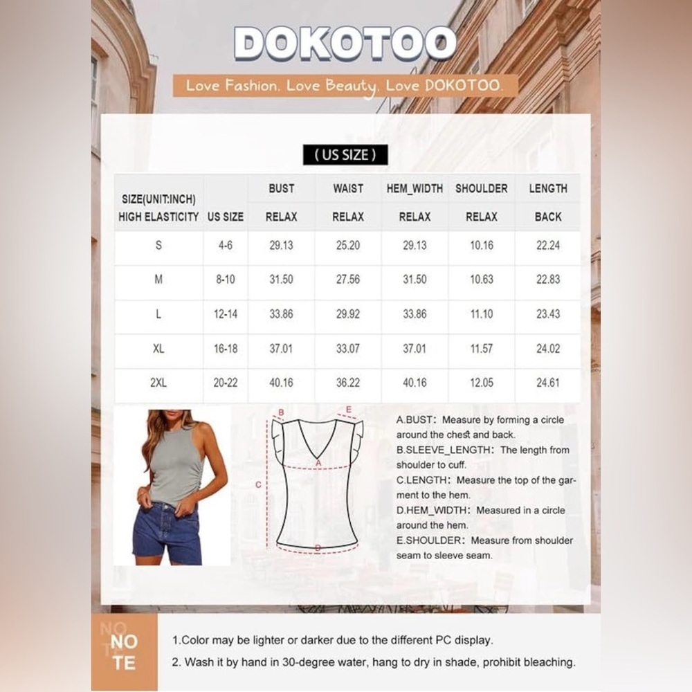 Dokotoo Womens Tank Top Sleeveless High Neck Ribbed Knit Blouse Side Ruched - Picture 5 of 7